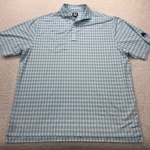 FJ FootJoy Mens XL Plaid Golf Polo Shirt Short Sleeve Breathable Performance